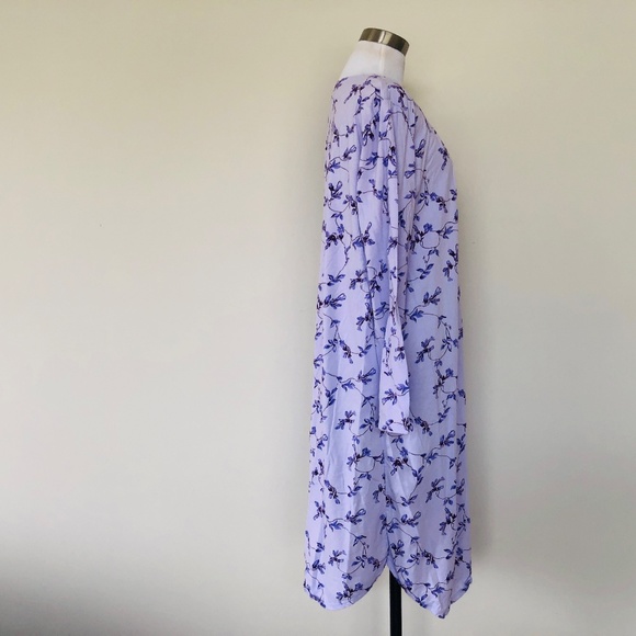 Nightgown Pullover Purple Floral Scoop Neck Long Sleeves CELESTIAL DREAMS - Picture 6 of 10